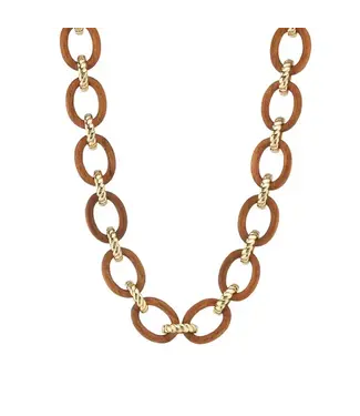 CAPUCINE DE WULF Earth Goddess Link Necklace, 17"+2" - Teak