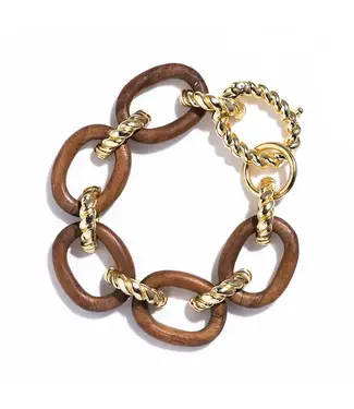 CAPUCINE DE WULF Earth Goddess Link Bracelet, 7"+1.5" - Teak