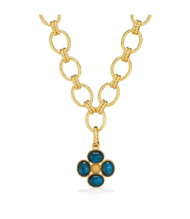 Berry Clover Double Sided Pendant - Blue Labradorite