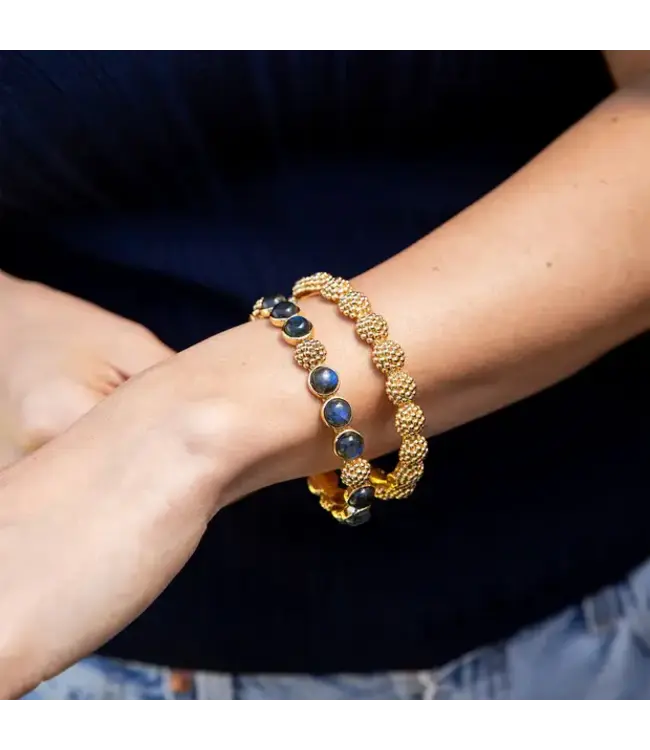 Berry Gem Hinged Bangle, Blue Labradorite