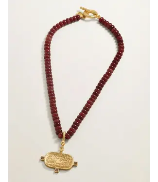 Spartina Salt Marsh Beaded Charm Necklace 18" Bordeaux