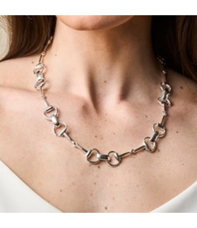 Equestrian Snaffle Bit Chain Necklace, 20" - Silver