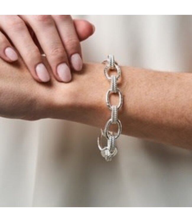 Cleopatra Regal Link Bracelet, 7"+1.5" - Silver