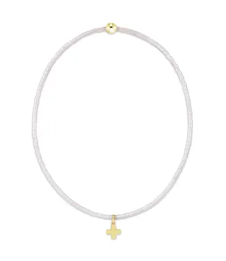 enewton Hope Classic Silky White Bracelet - Signature Cross Small Gold Charm