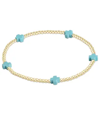 enewton egirl Signature Cross Small 2mm Gold Bracelet - Turq
