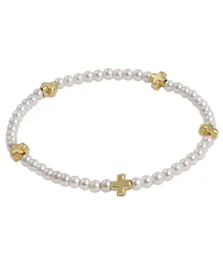 enewton SIGNATURE CROSS SMALL PEARL PATTERN 3MM BEAD BRACELET - GOLD