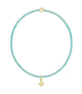 enewton Hope Classic Sea Glass Bracelet - Signature Cross Small Gold Charm