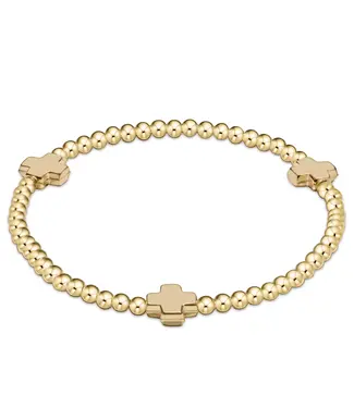 enewton ENEWTON EXTENDS - SIGNATURE CROSS GOLD PATTERN 3MM BEAD BRACELET - GOLD