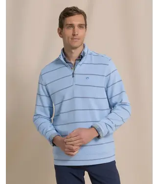 Southern Tide M LS Sandy Cove Stripe Pique Quarter Zip