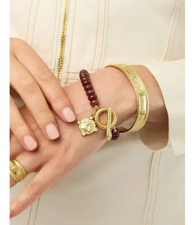 Curious Bee Beaded Toggle Bracelet Bordeaux OS