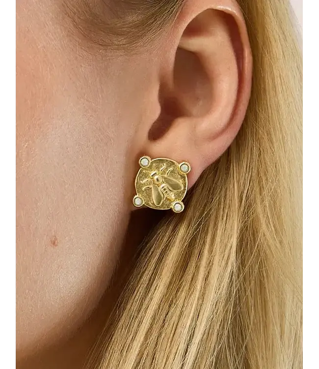 Curious Bee Stud Earrings Gold