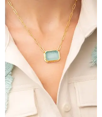 Spartina Marion Rectangle Necklace 20" Sea Foam