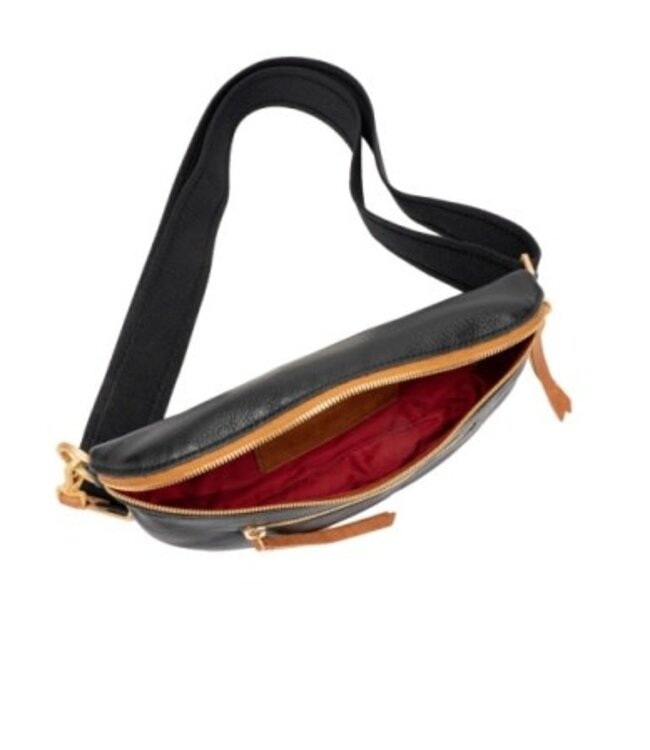charles crossbody med black/brushed gold red zip NA