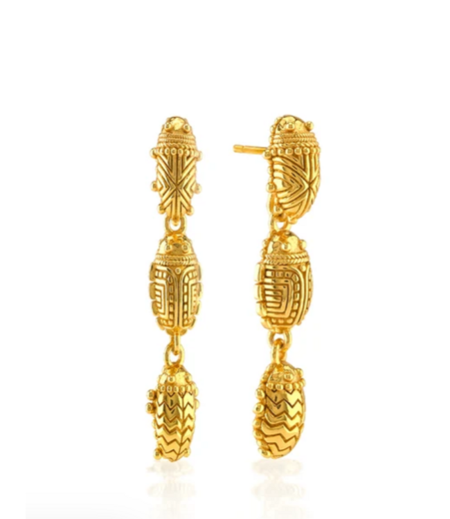 Scarab Petite Linear Earrings - Gold