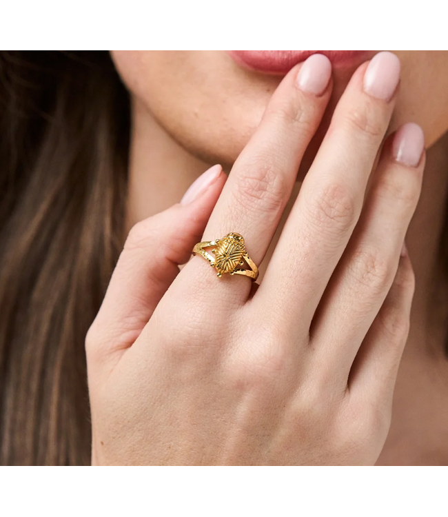 Scarab Gilded Ring, Size 7 - Gold