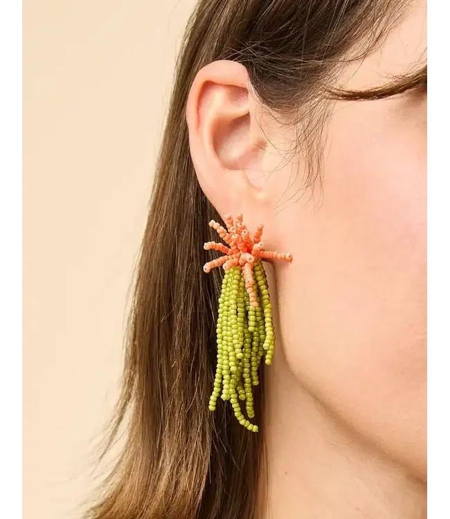 Willow Tassel Earrings Pink/Green