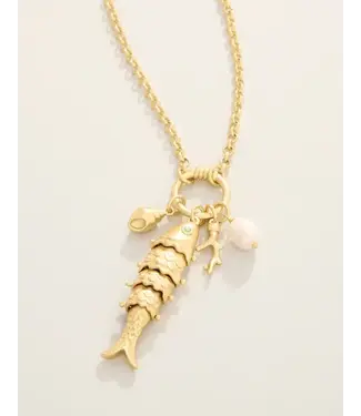 Spartina Here Fishy Necklace 20" Gold