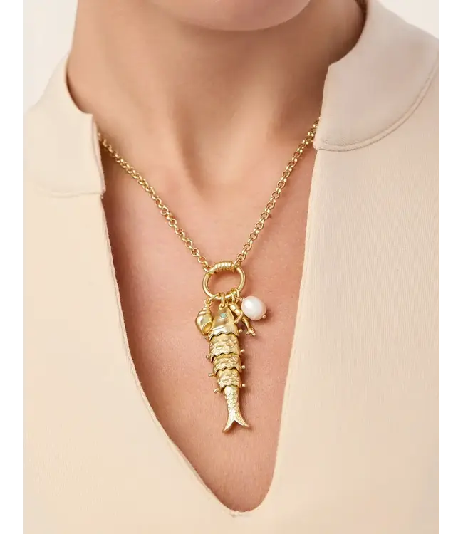 Here Fishy Necklace 20" Gold