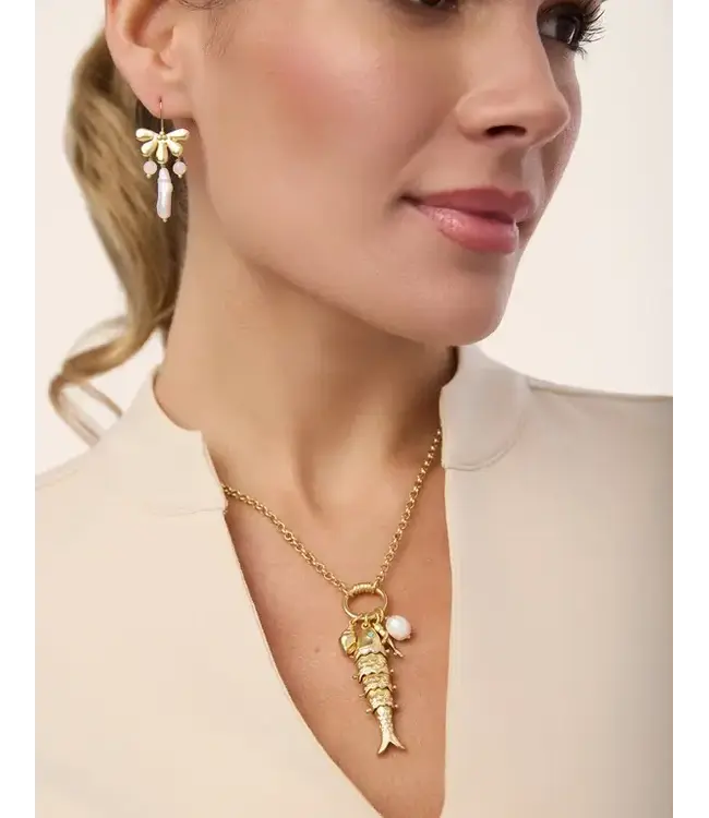 Here Fishy Necklace 20" Gold