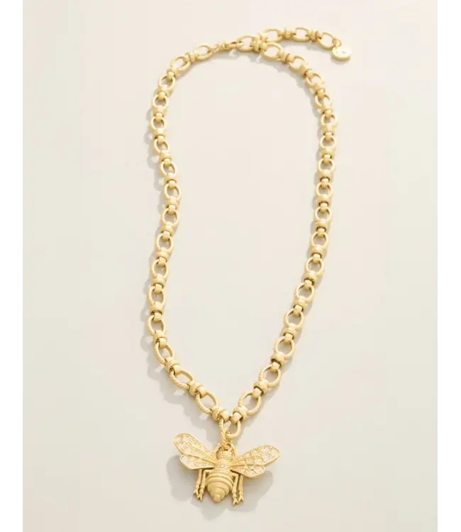Vintage Bee Chunky Necklace  18" Crystal