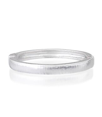 CAPUCINE DE WULF Cleopatra Oval Hinged Bangle, S/M- Silver