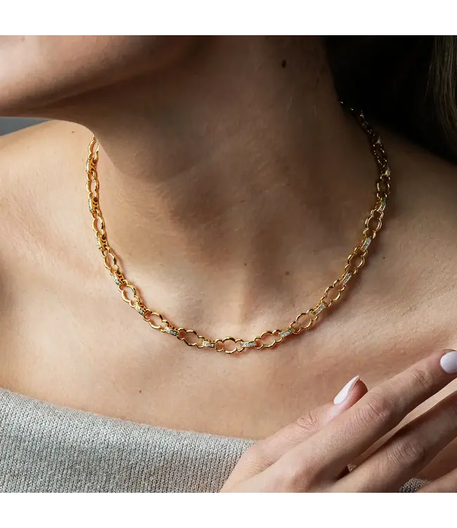 Maharani Petite Chain Necklace, 16"+2" - Clear Cubic Zirconia