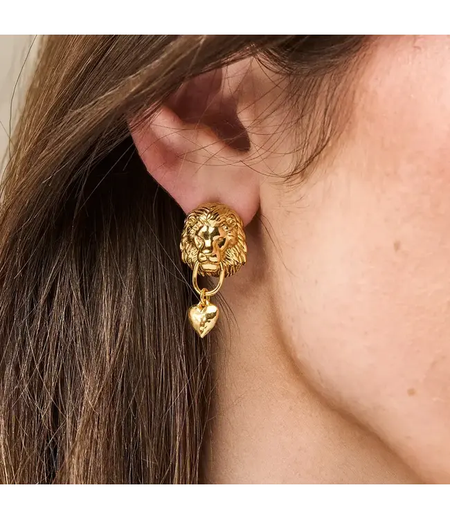 Lionheart Post Earrings - Gold