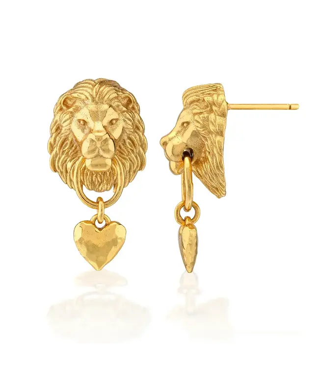 Lionheart Post Earrings - Gold
