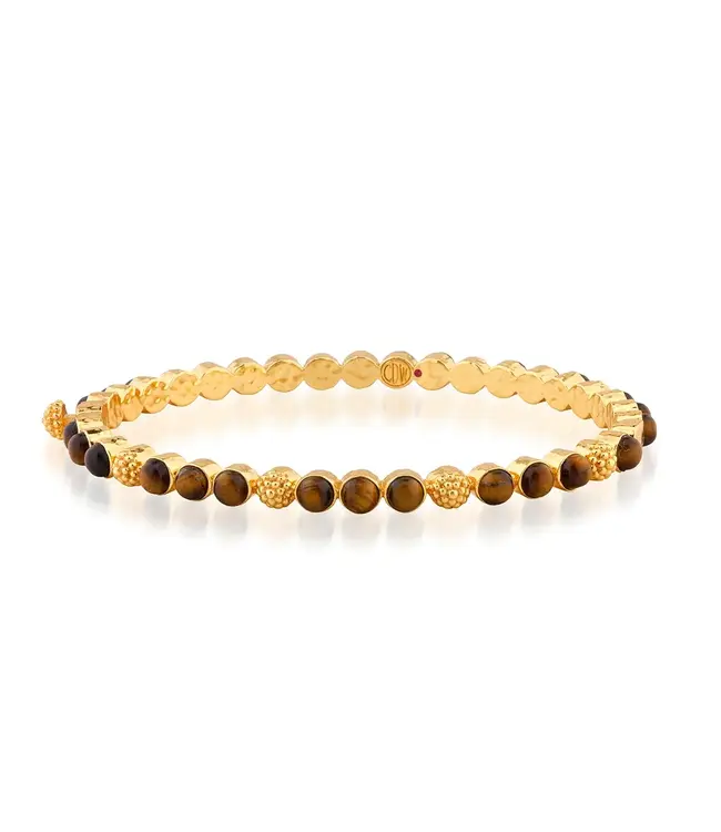 Berry Gem Petite Hinged Bangle - Tiger's Eye
