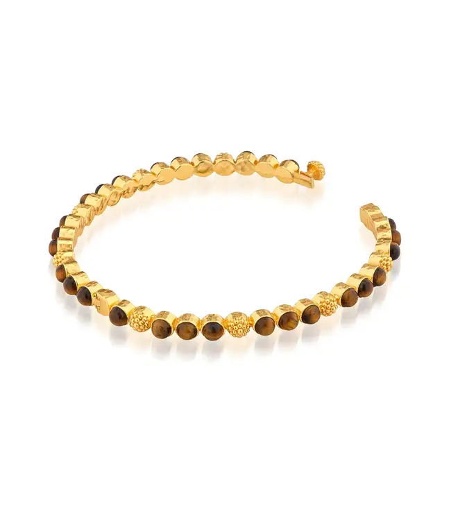 Berry Gem Petite Hinged Bangle - Tiger's Eye