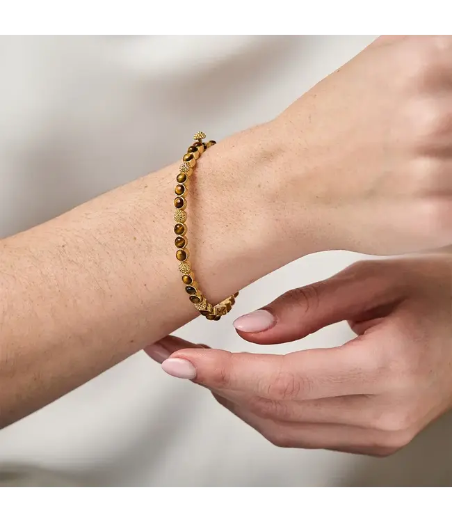 Berry Gem Petite Hinged Bangle - Tiger's Eye