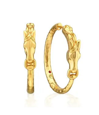 CAPUCINE DE WULF Equestrian Horsehead Hoop Earrings - Gold