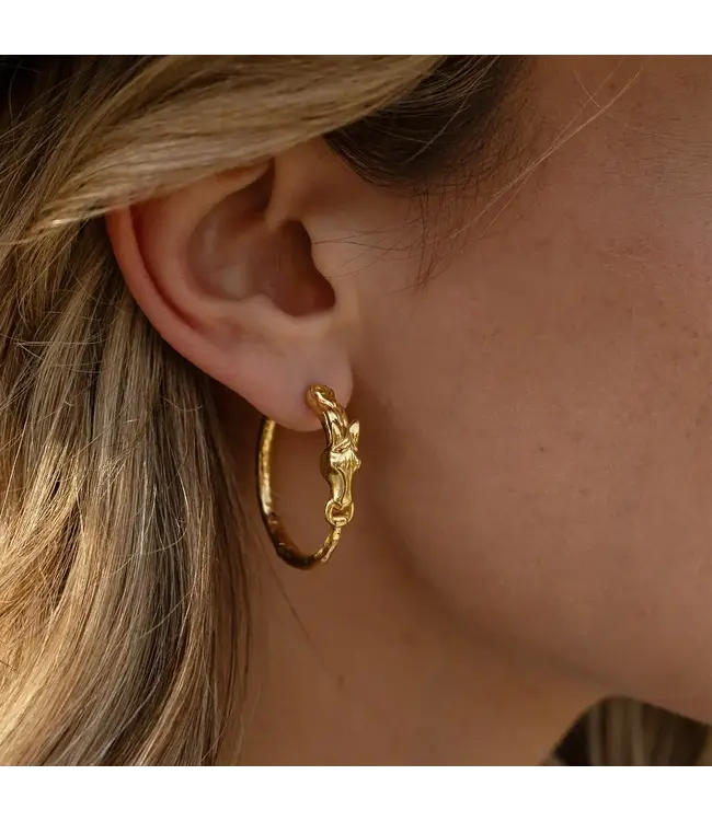 Equestrian Horsehead Hoop Earrings - Gold