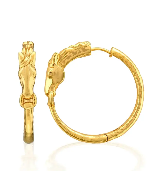 Equestrian Horsehead Hoop Earrings - Gold