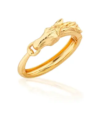 CAPUCINE DE WULF Equestrian Horsehead Hinged Bangle - Gold