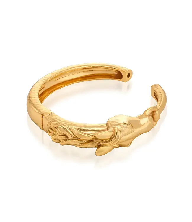 Equestrian Horsehead Hinged Bangle - Gold
