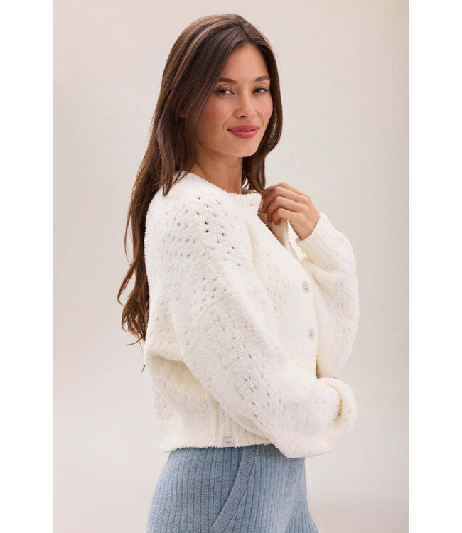 CozyChic Pointelle Cropped Cardigan