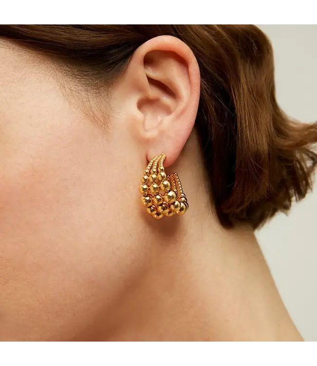 Multiperla Mini Hoop Earrings Gold-plated metal