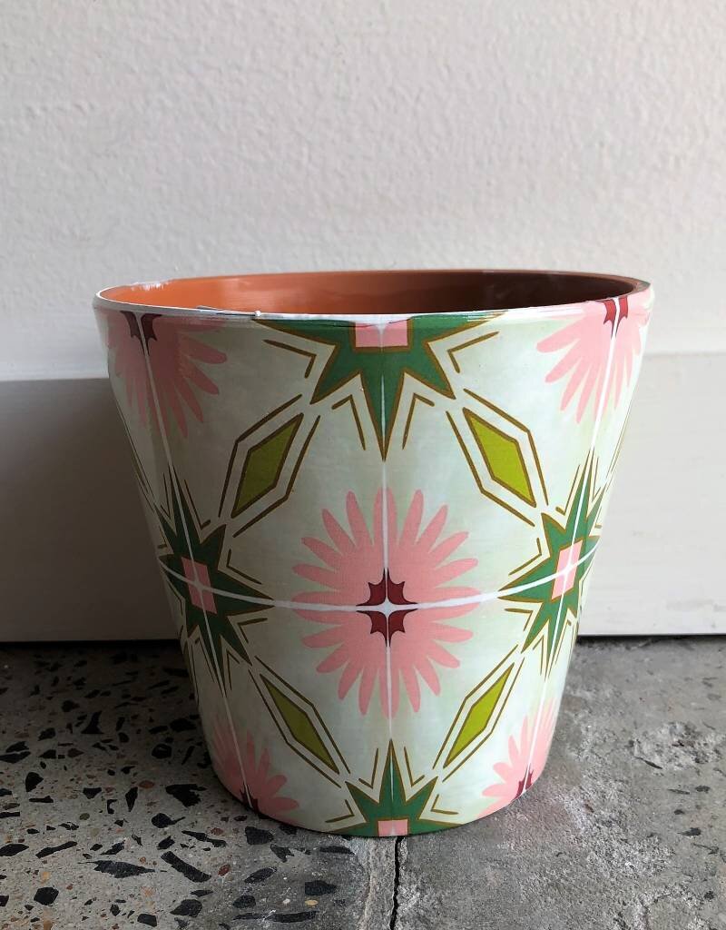 Round Taper Pots - White, Green and White