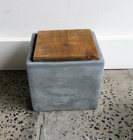 Concrete Square Pot with Lid