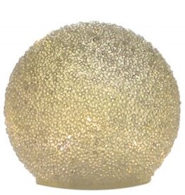 White Glass LED Moon Table Bauble 12cm