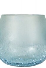 Frosted Blue Glass Bulb Candle Holder