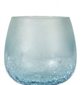 Frosted Blue Glass Bulb Candle Holder