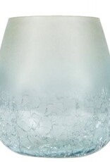 Frosted Blue Glass Bulb Candle Holder
