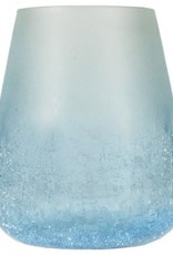Frosted Blue Glass Bulb Candle Holder