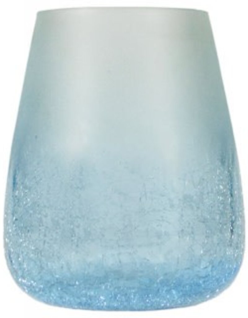 Frosted Blue Glass Bulb Candle Holder