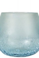 Frosted Blue Glass Bulb Candle Holder