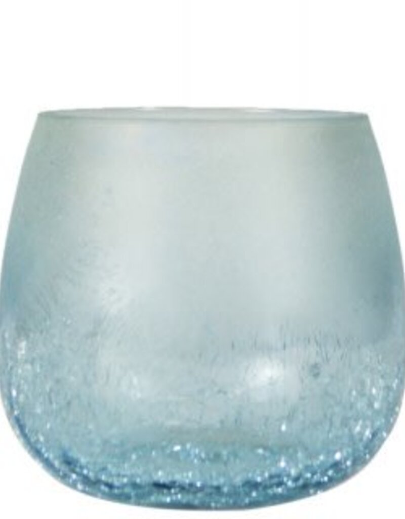 Frosted Blue Glass Bulb Candle Holder