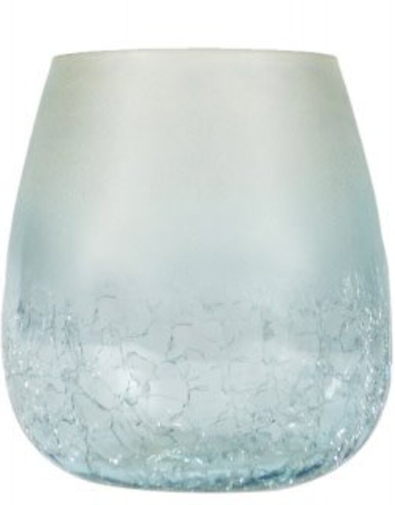 Frosted Blue Glass Bulb Candle Holder