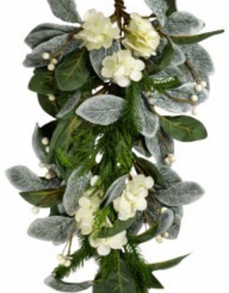 61cm White Hydrangea/Berry Hanger